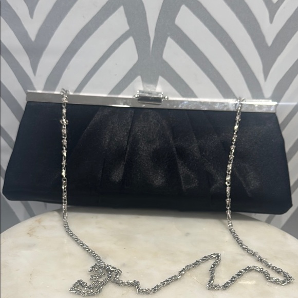 Gunne Sax Handbags - Gunne Sax by Jessica Mclintick Elegant Black Clutch Bag with Silver Chain